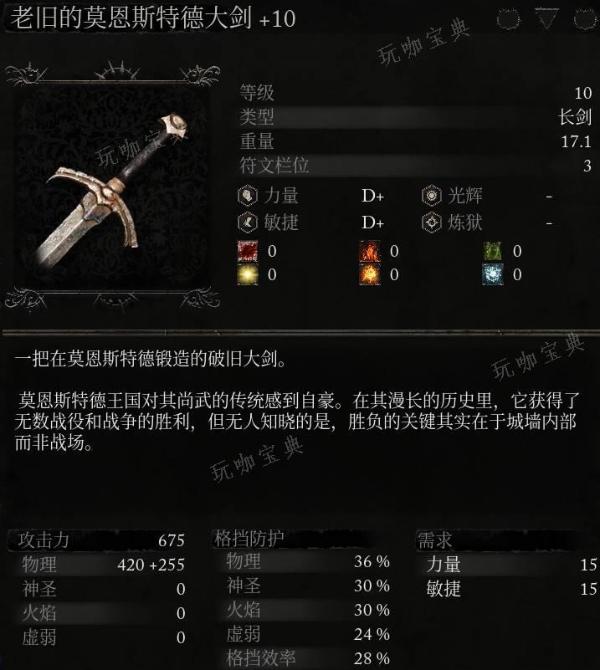 《堕落之主》武器 老旧的莫恩斯特德大剑介绍