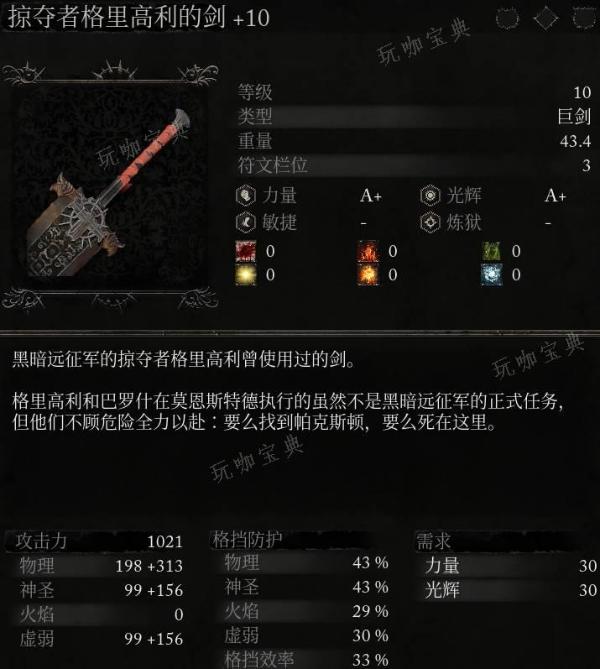 《堕落之主》武器 掠夺者格单高利的剑介绍